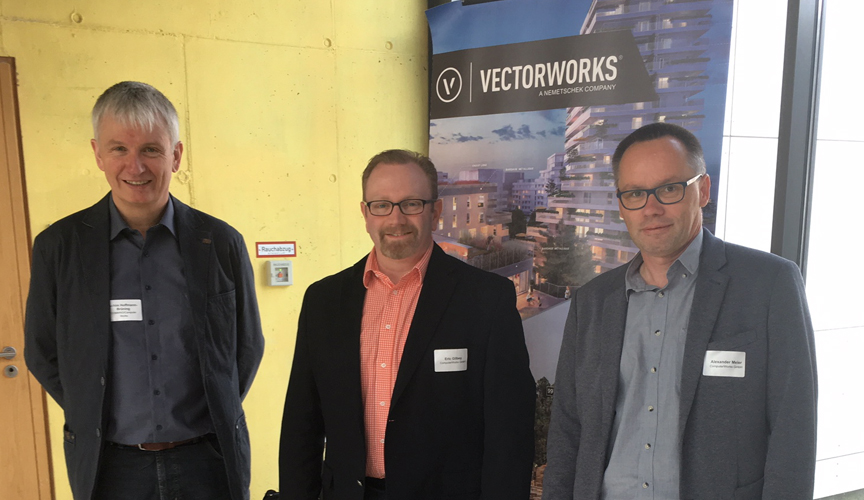 Vertreter von ComputerWorks und Vectorworks, Inc.: v. l. n. r. Achim Hoffmann-Brüning, Eric Gilbey und Alexander Meier