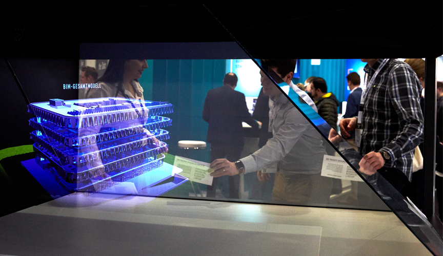 Das Hologramm auf dem Vectorworks-Stand an der digitalBAU 2020 in Köln