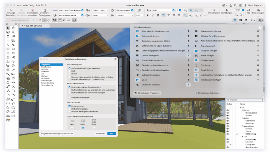 Modernisierte Benutzeroberfläche in Vectorworks 2024